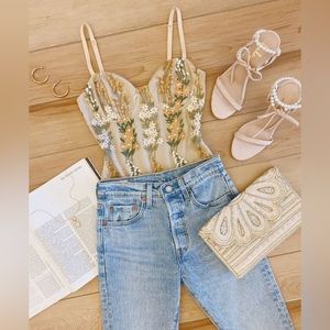 NEW WITH TAGS lulus embroidered body suit